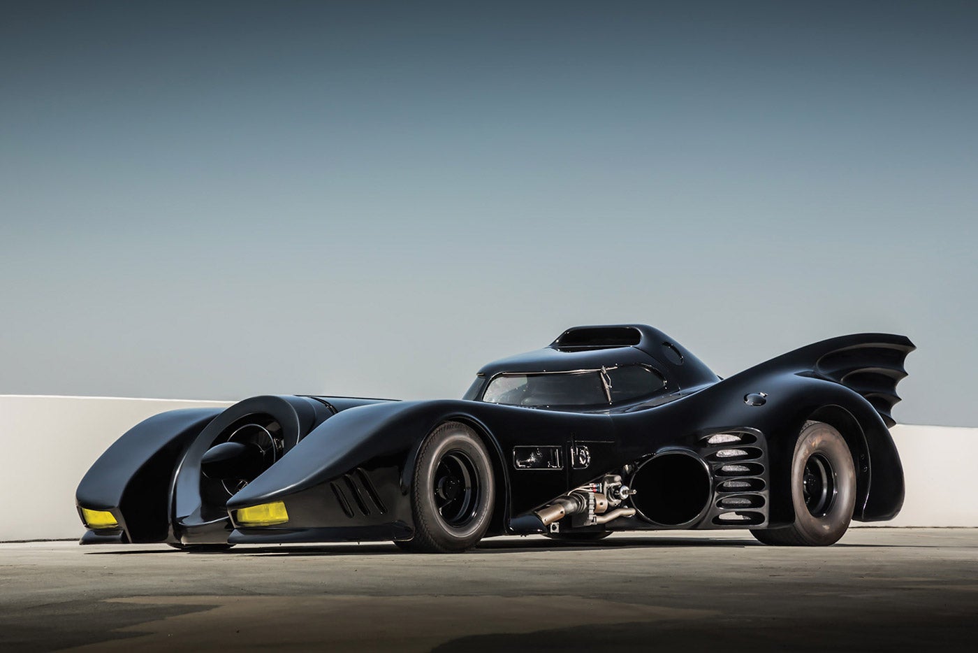 <strong>1989 Batmobile</strong>: Driven by Michael Keaton’s character in Tim Burton’s Batman, this nearly 20-foot model was based on a 1967 Chevy Impala, then kitted out with Rolls Royce jet engine components.