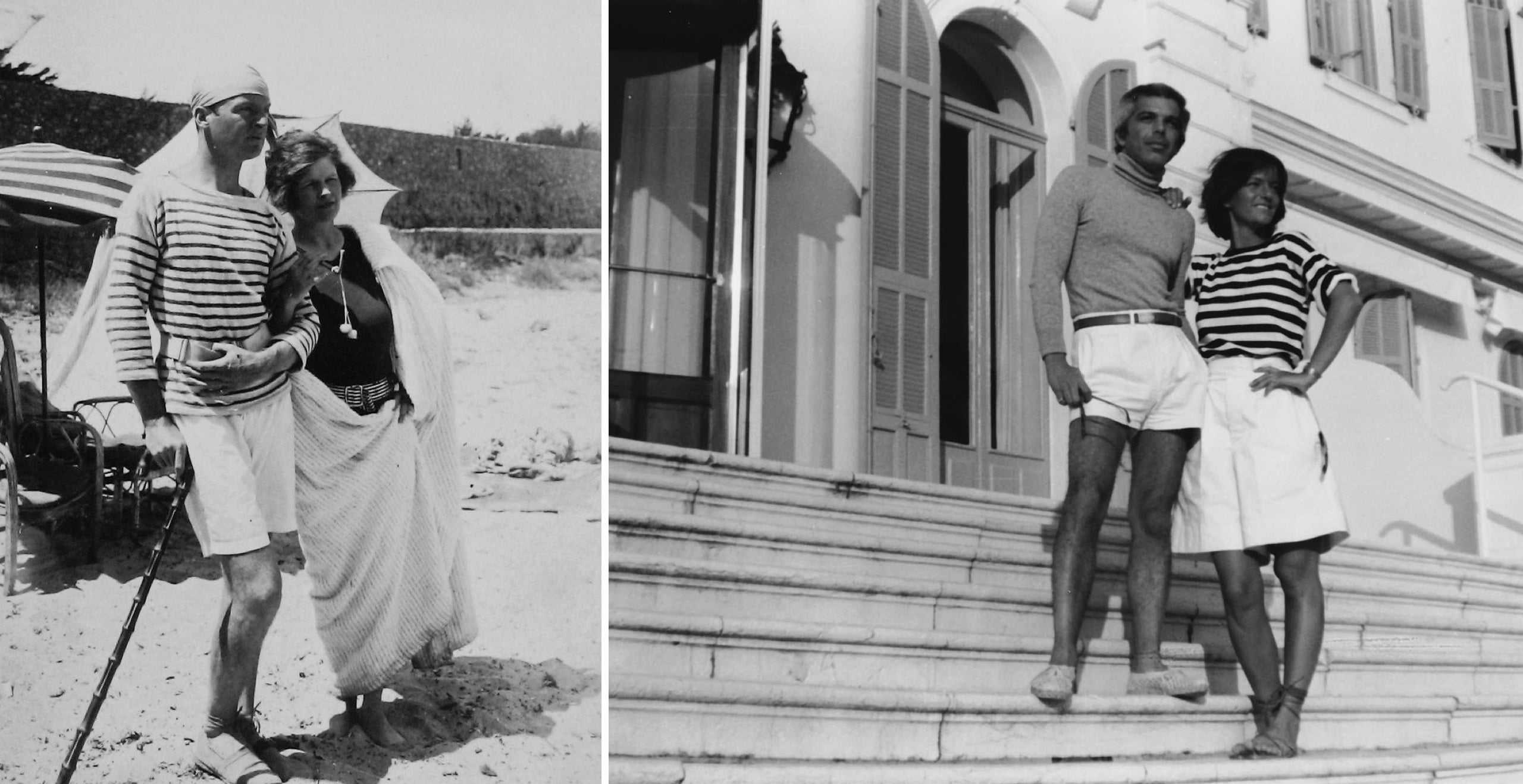  Gerald y Sara Murphy en la playa de Cap d&rsquo;Antibes, 1923; Ralph Lauren y Buffy Birrittella en un homenaje a Sara y Gerald en los escalones del Hotel du Cap-Eden-Roc en 1977 