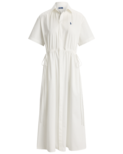 Cotton Drawcord Maxi Shirt Dress