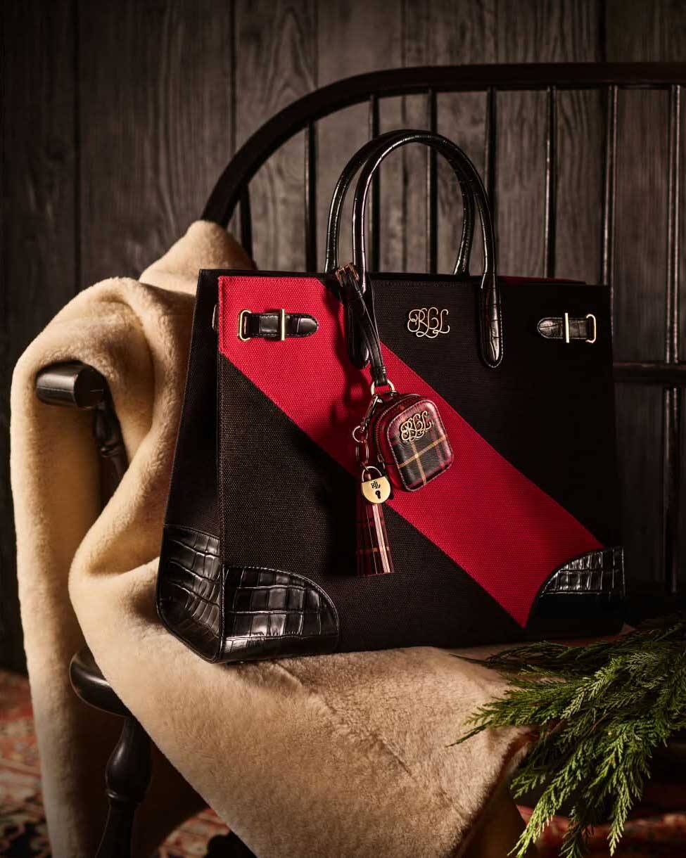 Plaid Nappa Leather Mini Zip Pouch