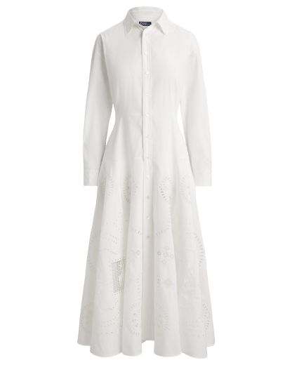 Vestido camisero de algodón con bordado