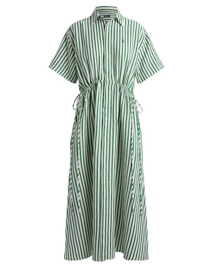 Vestido camisero de lino y algodón