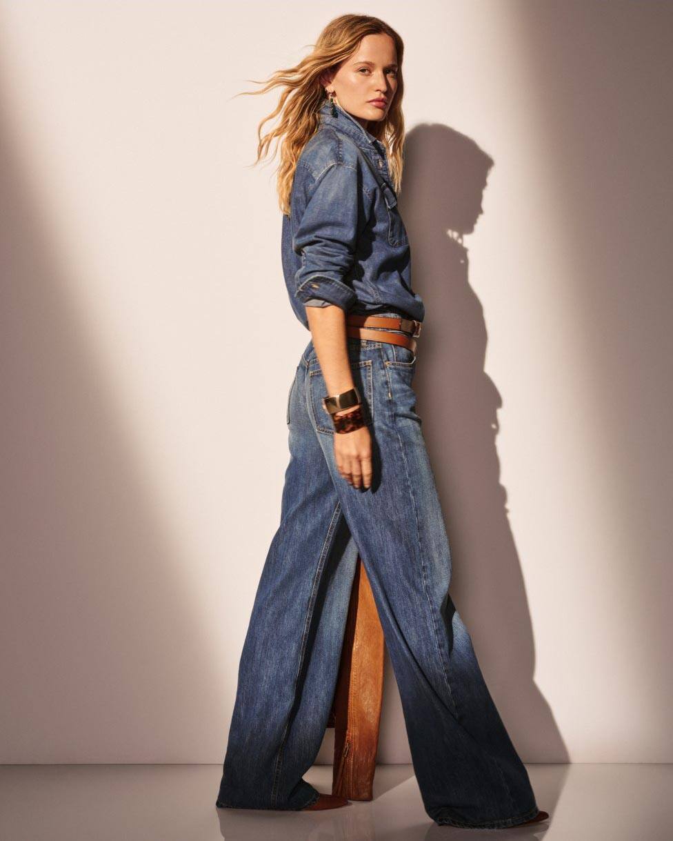 Jeans de pernera ancha y tiro alto