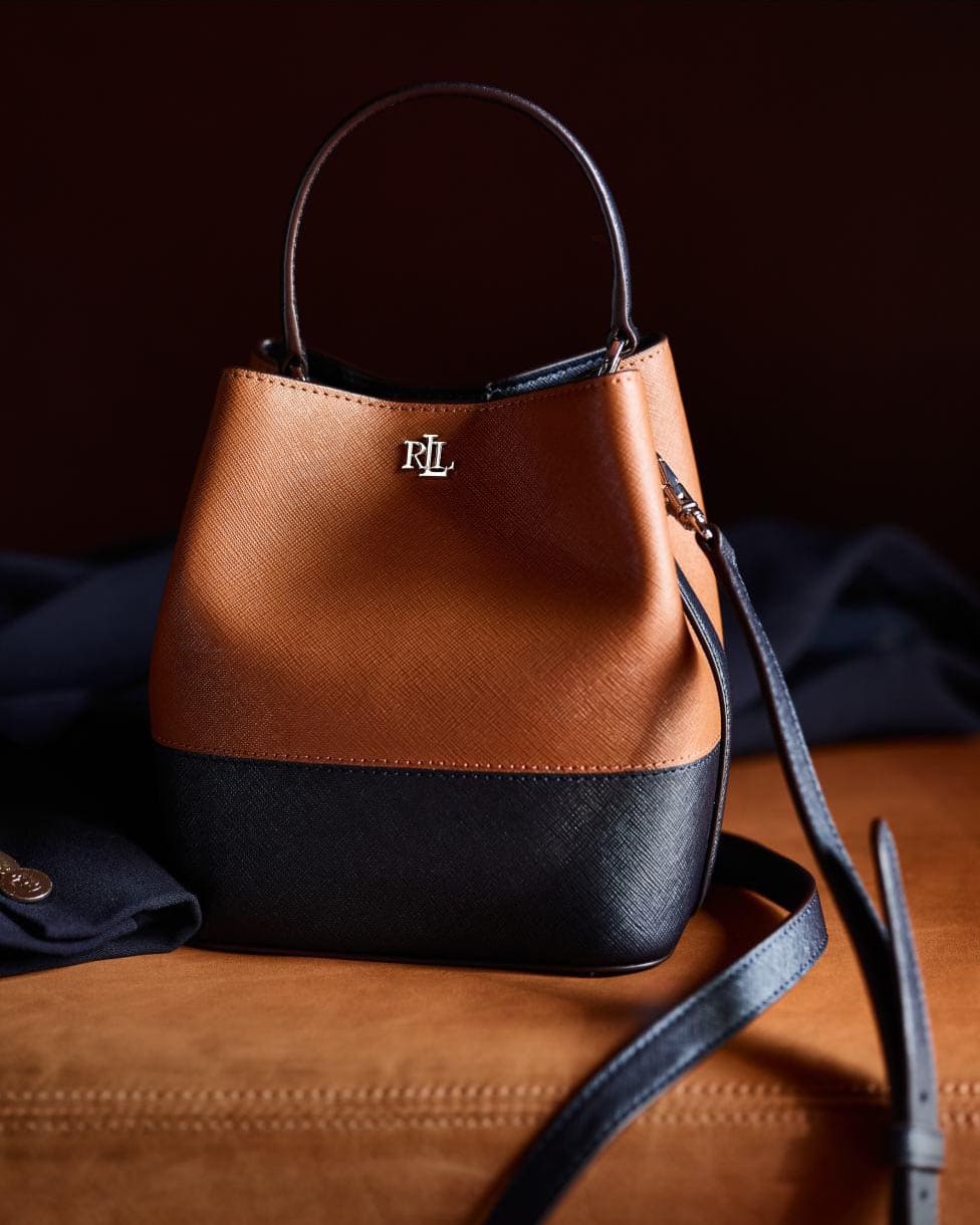 Bolso saco Reese bitono pequeño de piel