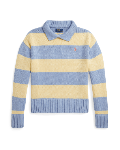 Jersey tipo polo de algodón con rayas