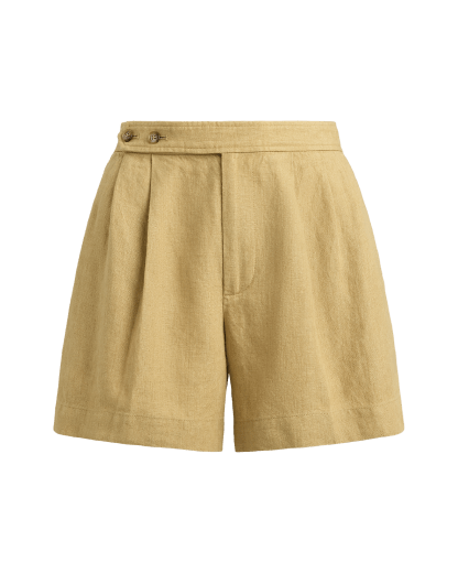 Pantalón corto de lino délavé plisado