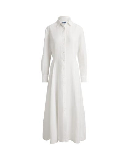 Vestido camisero de lino con lazo