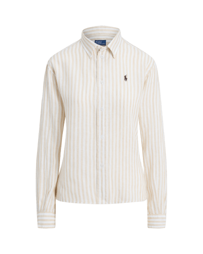 Camisa de algodón y lino Classic Fit 