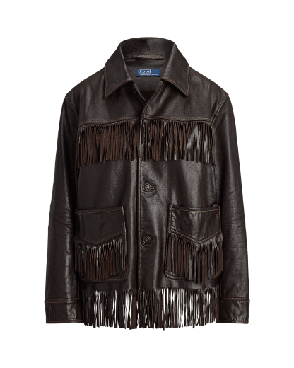 Chaqueta de piel con ribete de flecos