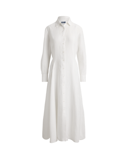 Vestido camisero de lino con lazo