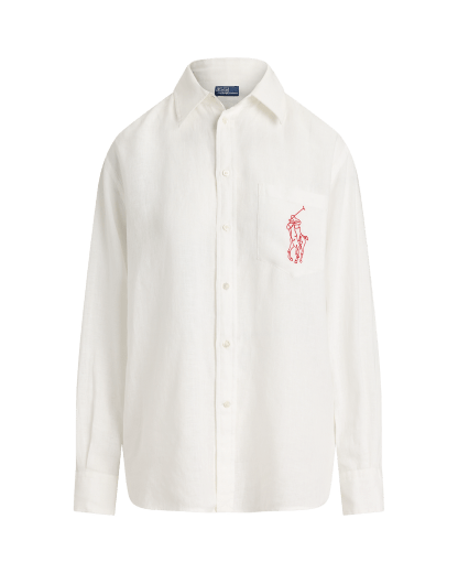 Camisa oversize de lino con Big Pony