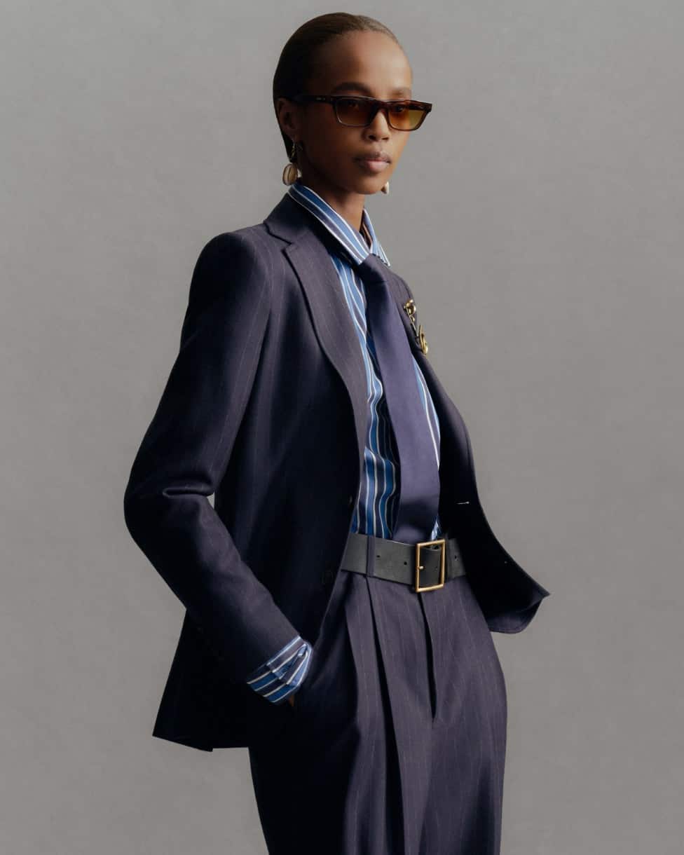 Blazer de lana con raya diplomática fina
