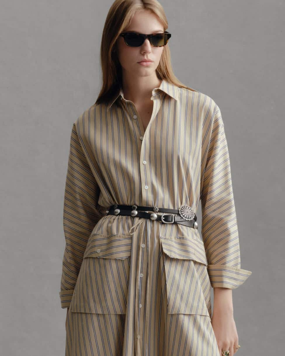 Vestido camisero de loneta de algodón