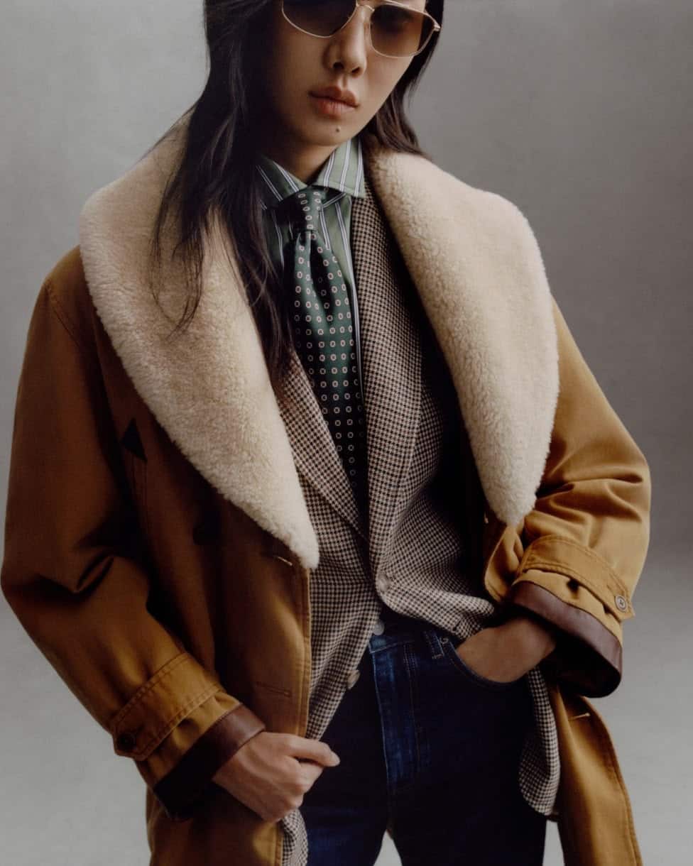 Blazer de tweed de lino con cuadros