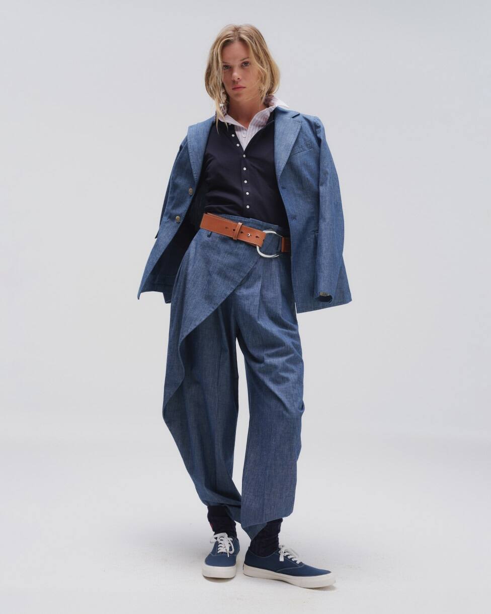 Blazer de cambray de botonadura sencilla