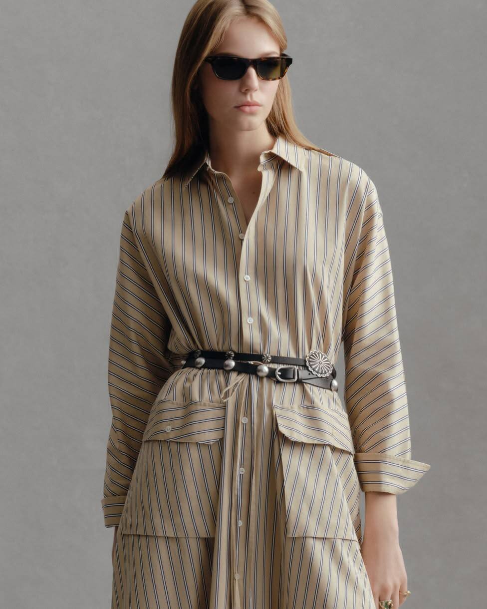 Vestido camisero de loneta de algodón